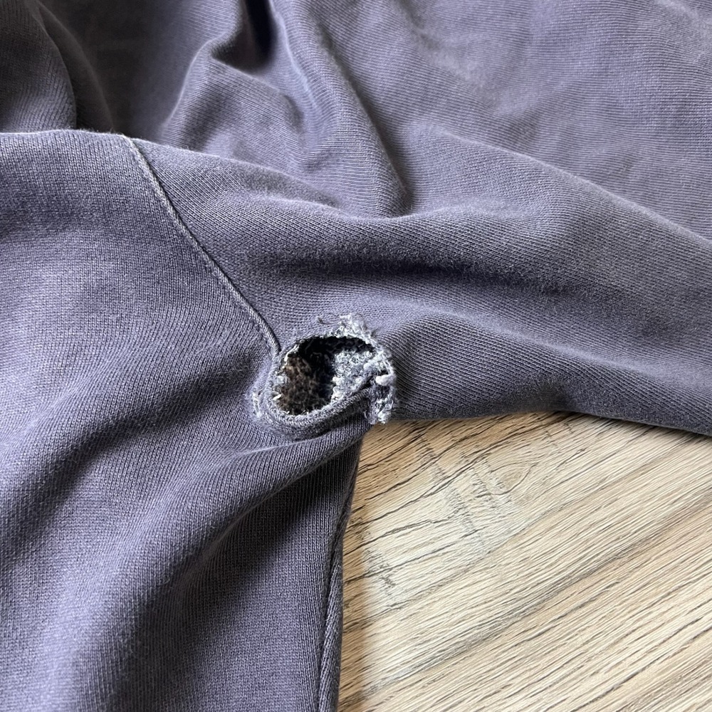 Brandy Melville Sweatpants Womens One Size Charcoal Gray Wide Leg Distressed - Picture 8 of 12